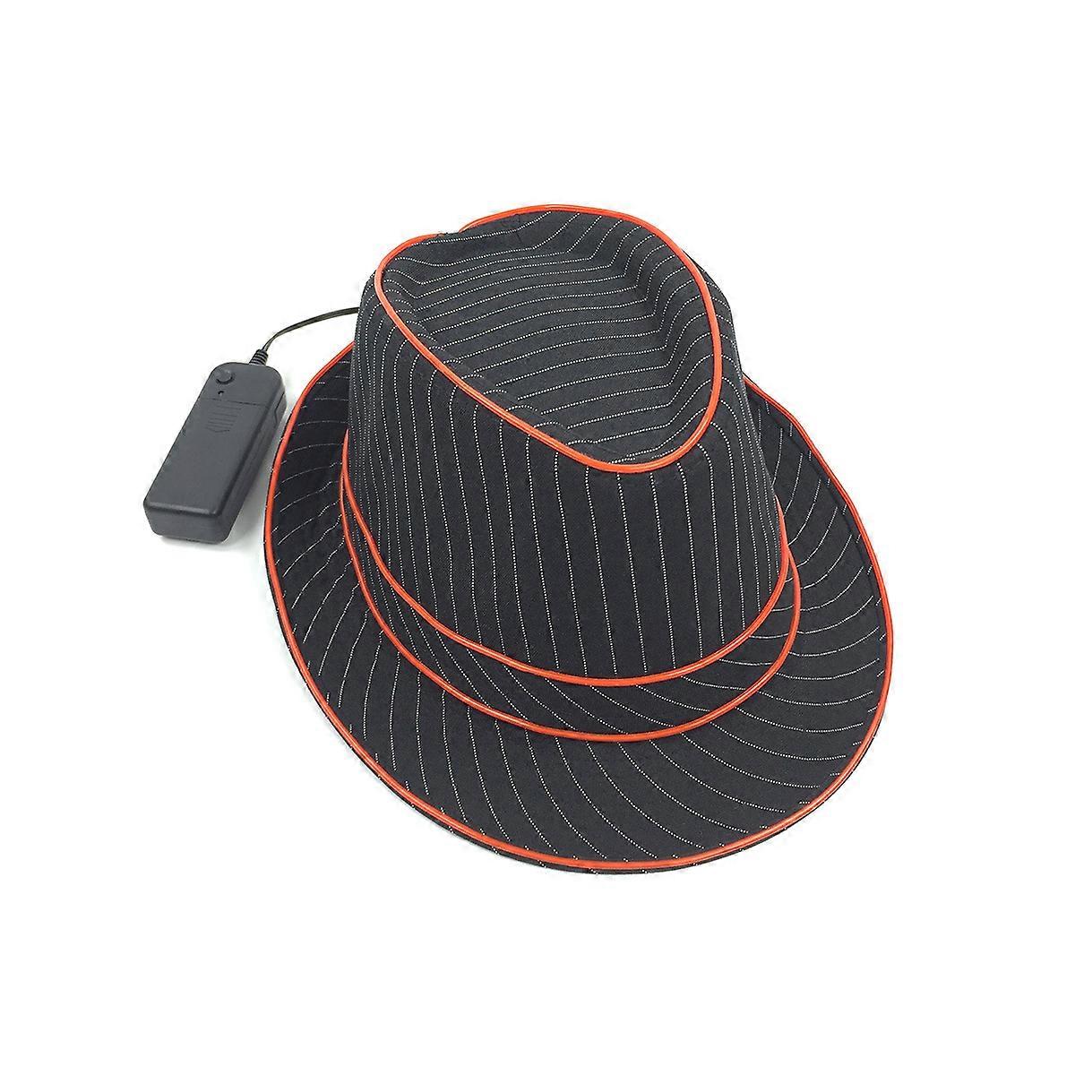 Party LED Jazz Hat Flashing Fedora 2Pcs Orange Light Stage Accessory