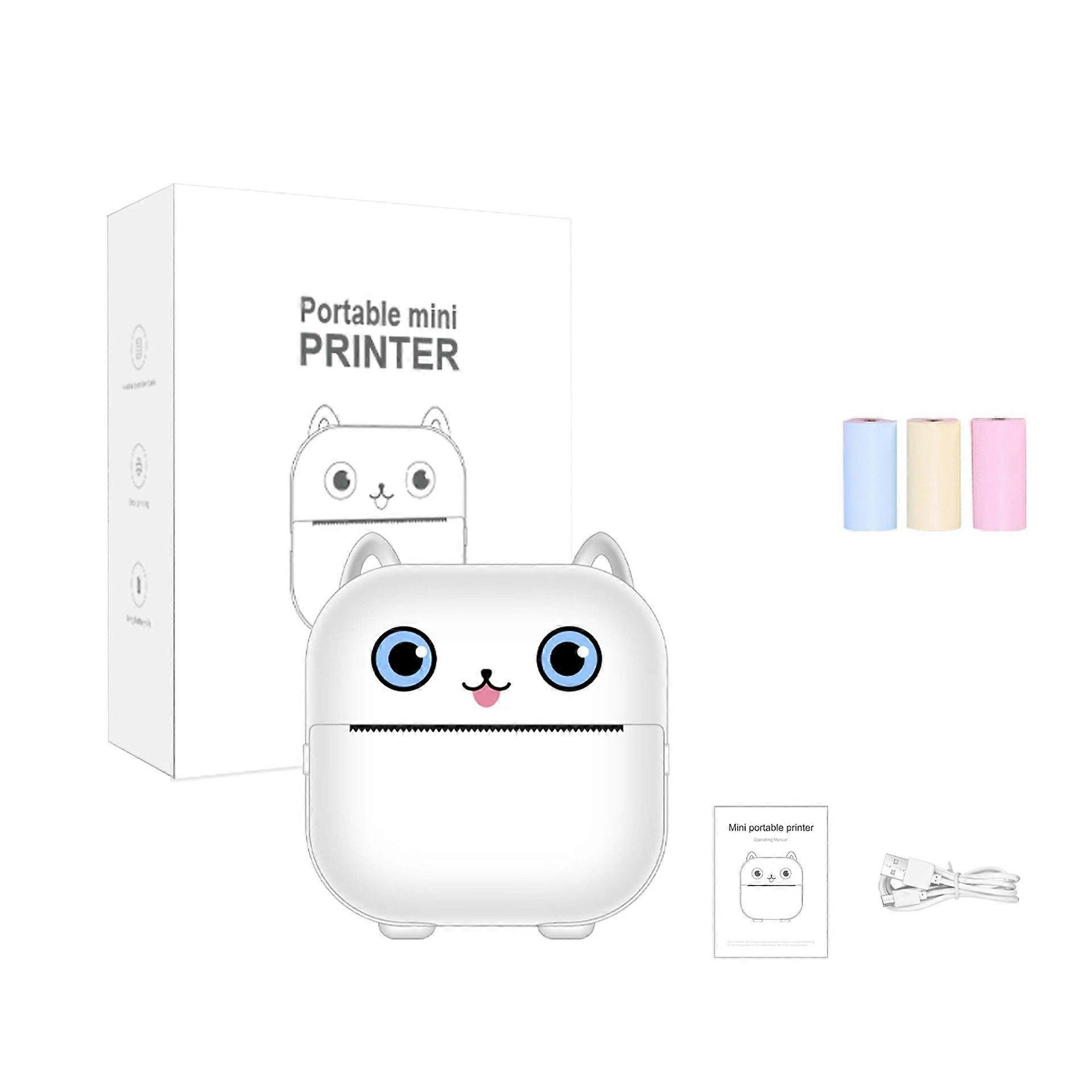 X15 Portable Bluetooth Thermal Printer White + 3 Rolls of Color Paper