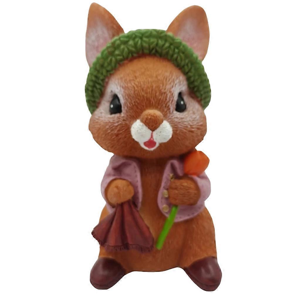 Simulation Rabbit Model Brown Rabbit Decor for Decoration 2Pcs Mini Garden Statue
