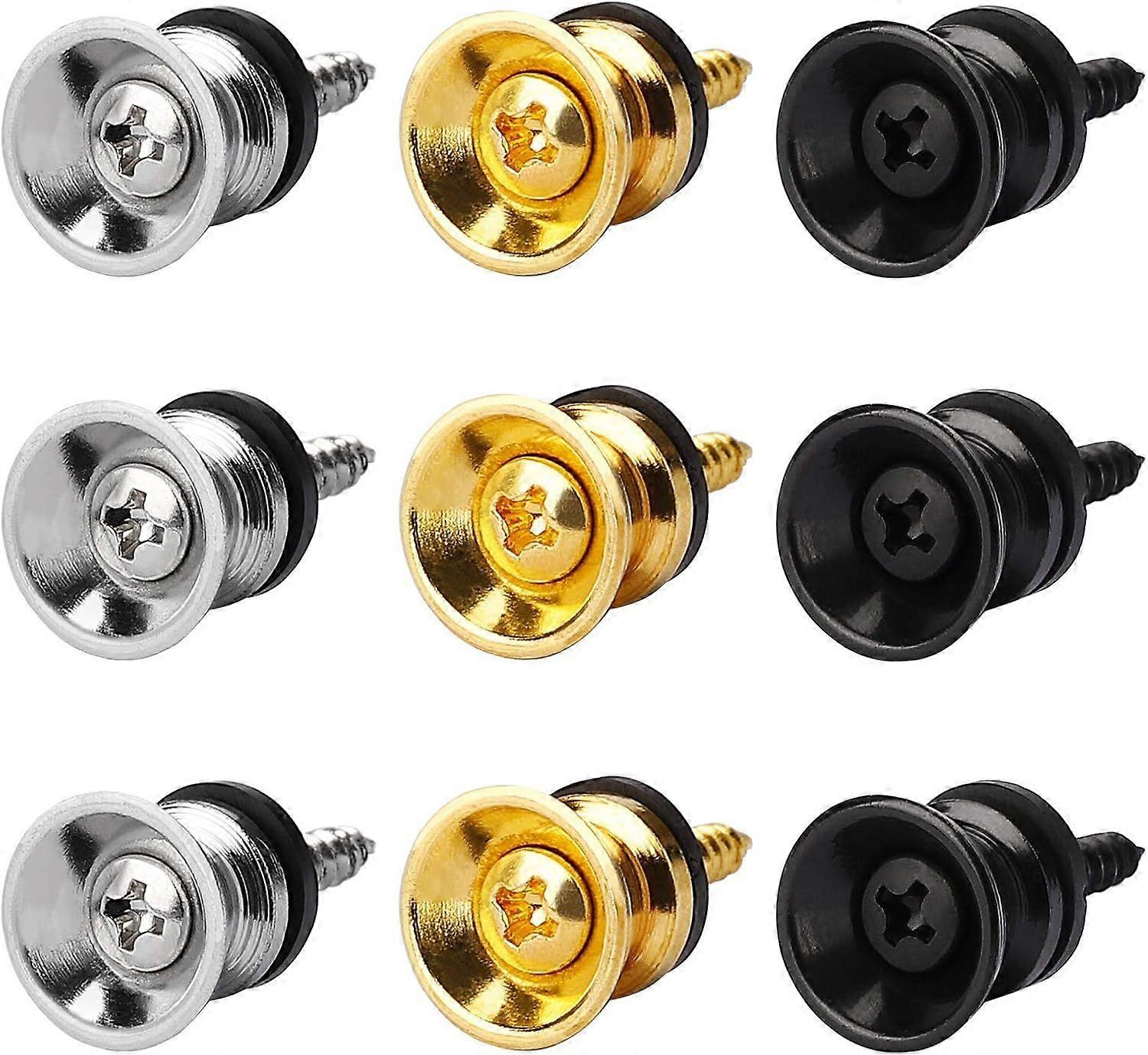 (Gold, Silver, Black) 9 Locking Metal Guitar Knobs