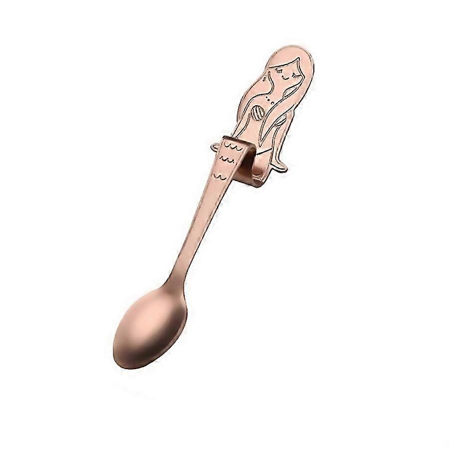 For Creative Coffee Spoon Mermaid Shape Handle Spoons Flatware Drinking Tools Rose Gold
