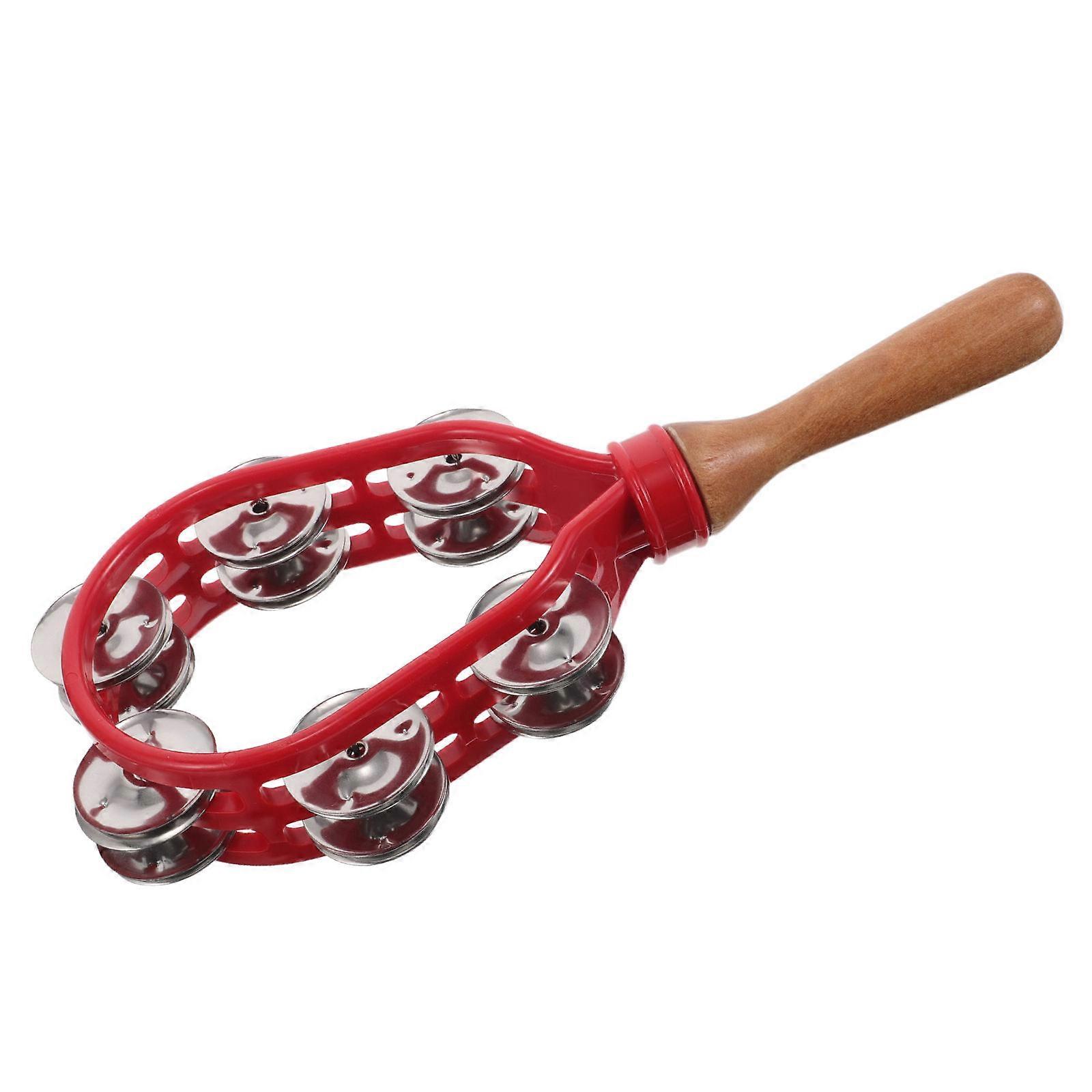 Red Wooden Jingle Bells for Kids 2Pcs Handheld Music Percussion Instruments