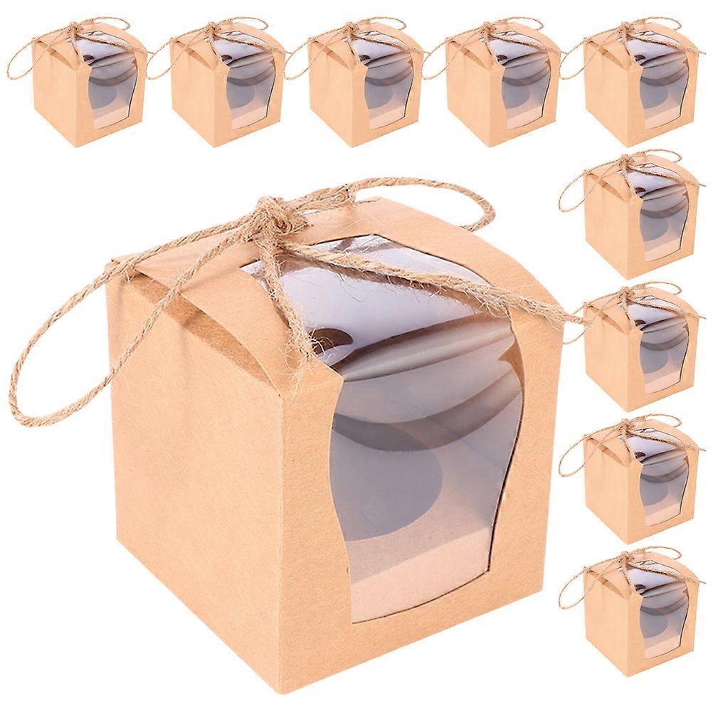 Kraft Paper Cupcake Boxes 10Pcs Multi Retro Elegant Design Muffin Boxes for Storage Use