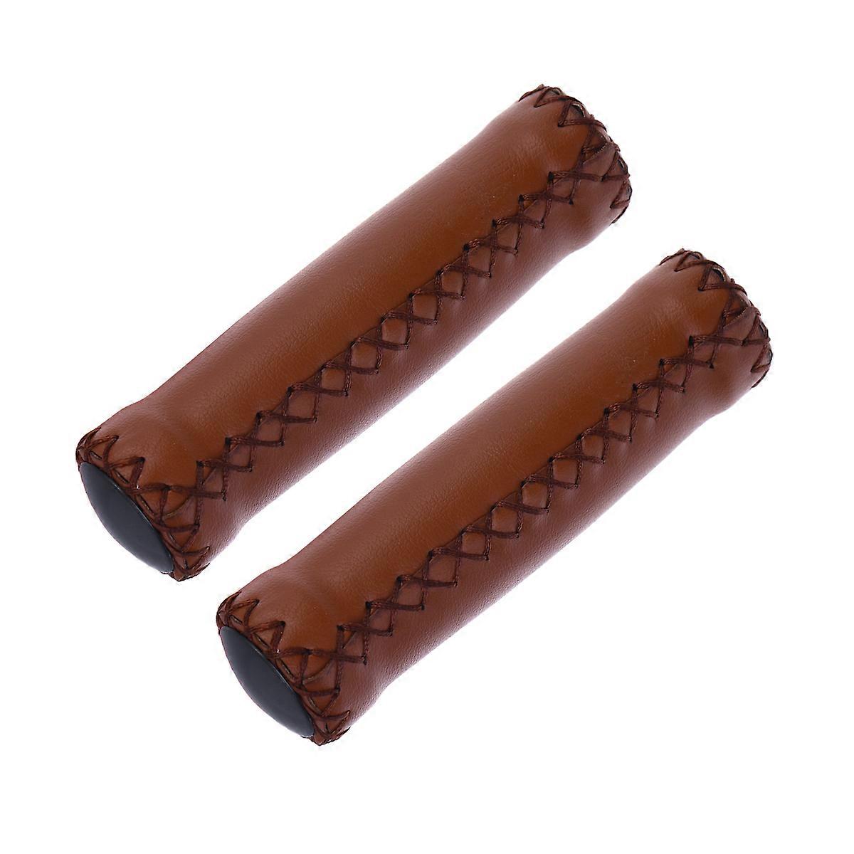 Bike Handlebar Grips for Fatigue Minimizing 2Pair PU Light Brown