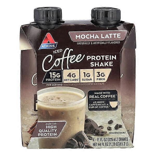 Atkins, Iced Coffee Protein Shake, Mocha Latte, 4 Shakes, 11 fl oz (325 ml) Each