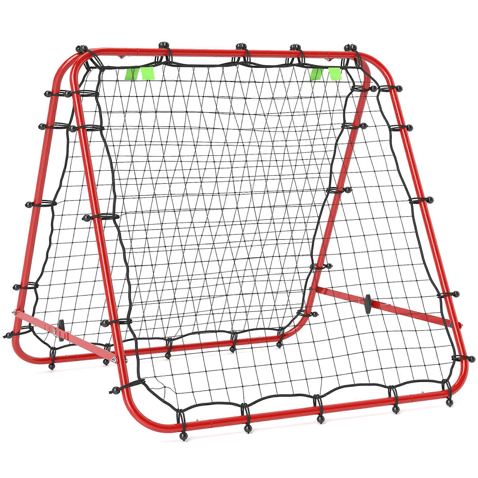 Adjustable Soccer Rebound Net Wall 5 Level Training Goal Red