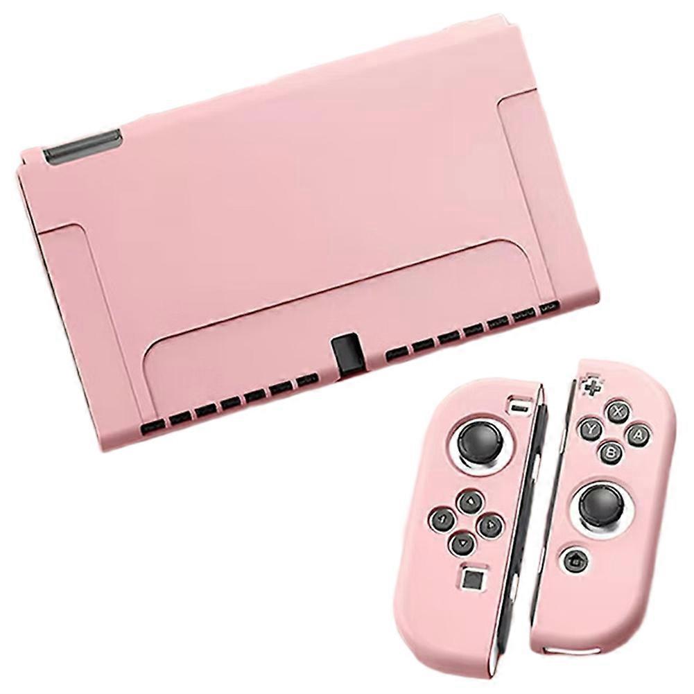 Protective Case for Switch OLED Console and Joy-Cons, Switch Can Be Inserted in Dock with Shell for OLED Pink
