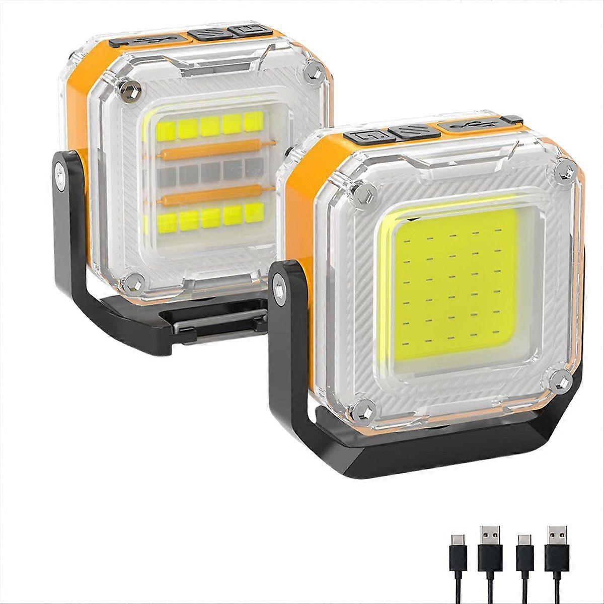 Rechargeable Work Light, 2Pack Double-Sided Portable Work Lights ,Magnetic Inspection Light with 1/