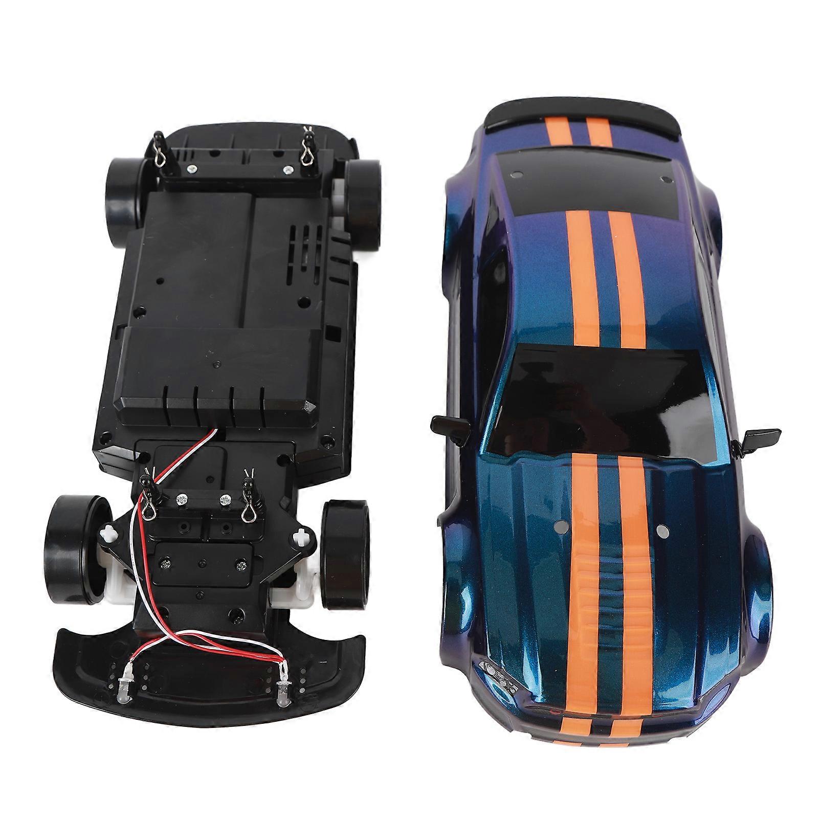 1/14 RC Drift Car Anti Interference 2.4G Remote Control 4WD RC Racing Car Model with Front Light 2 Set Wheels Dual Batteries 