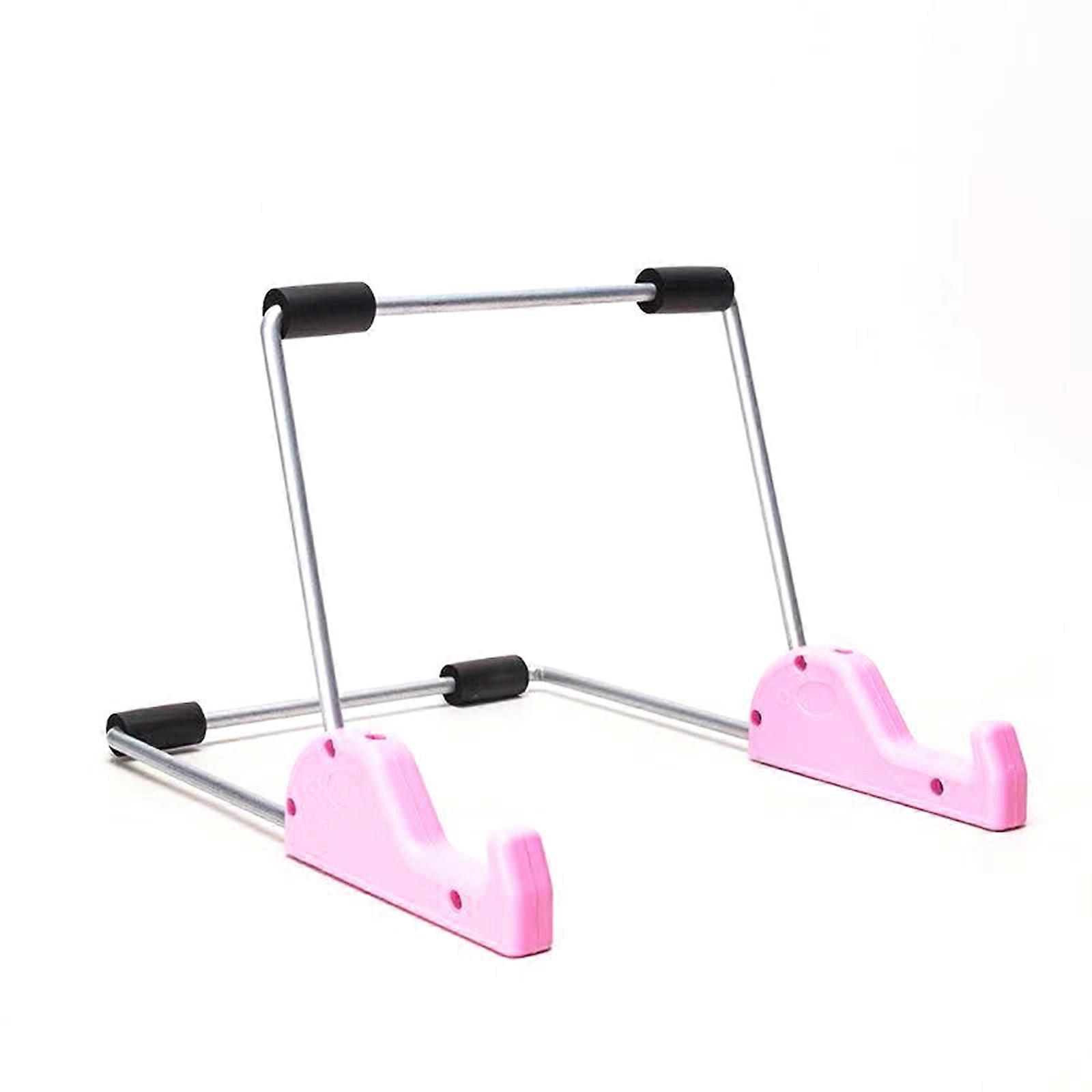 Heavy Duty Metal Tablet Holder Angles Adjustable Angles Foldable Tablet Stand For Office Kitchen Bedroom and Travel Use  Pink