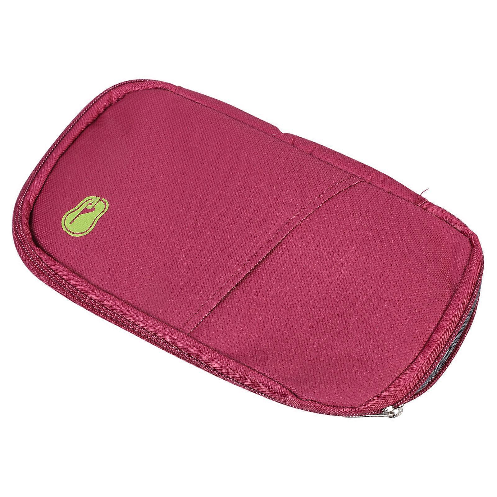 Practical Passport Card Holder With Mesh Pockets and Multi Pocket Design For Business Traveler And Frequent Flyers  Wine red