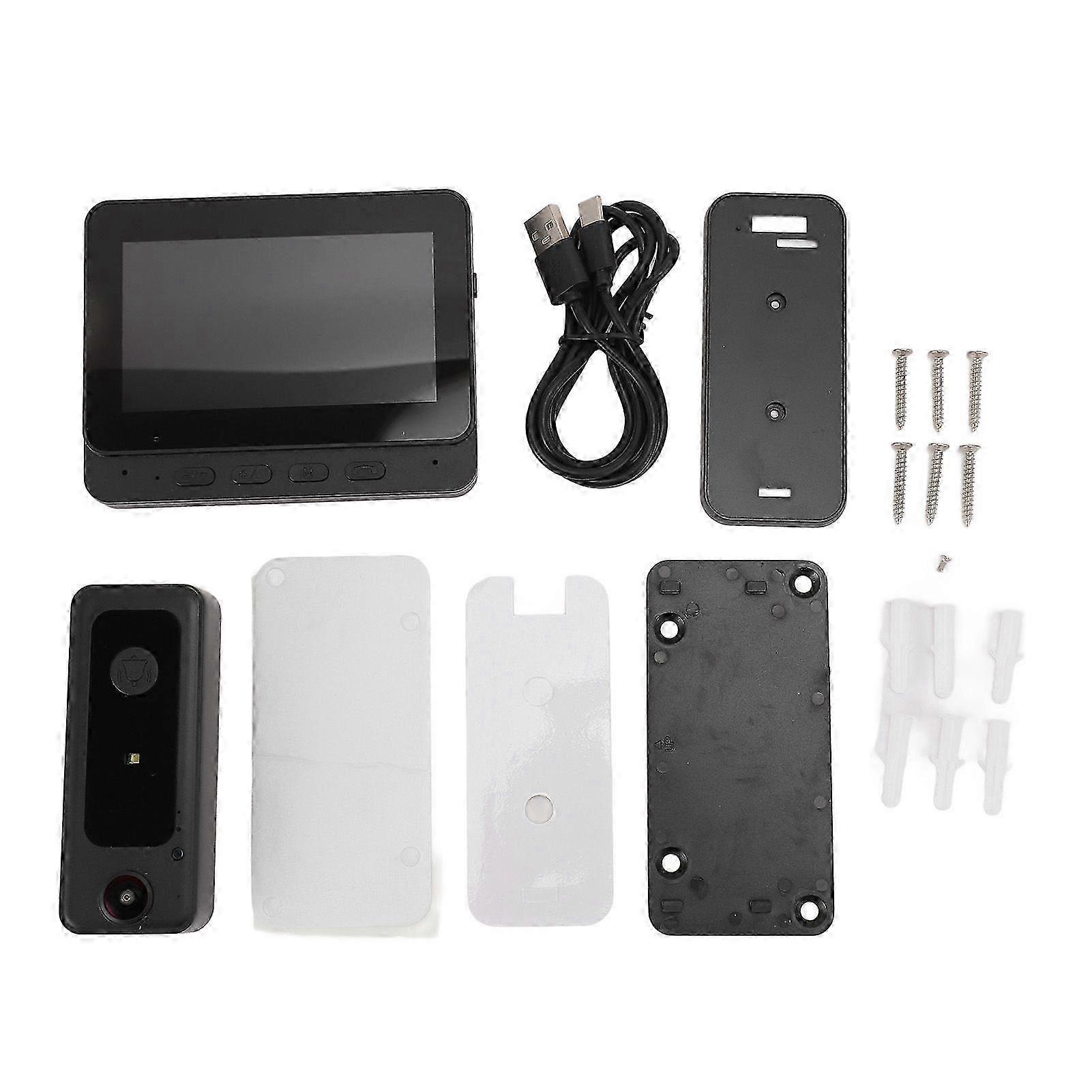 Smart Wireless Video Doorbell 4.3 Inch Screen 170 Wide Angle 2 Way Intercom Auto Recording Security Doorbell