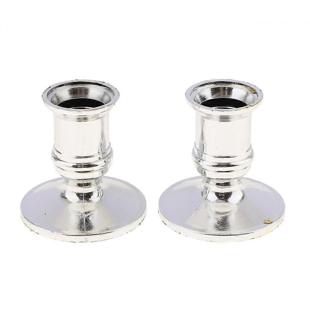 2pcs Plastic Pillar Candle Base Electronic Taper Candle Stand Base Silver