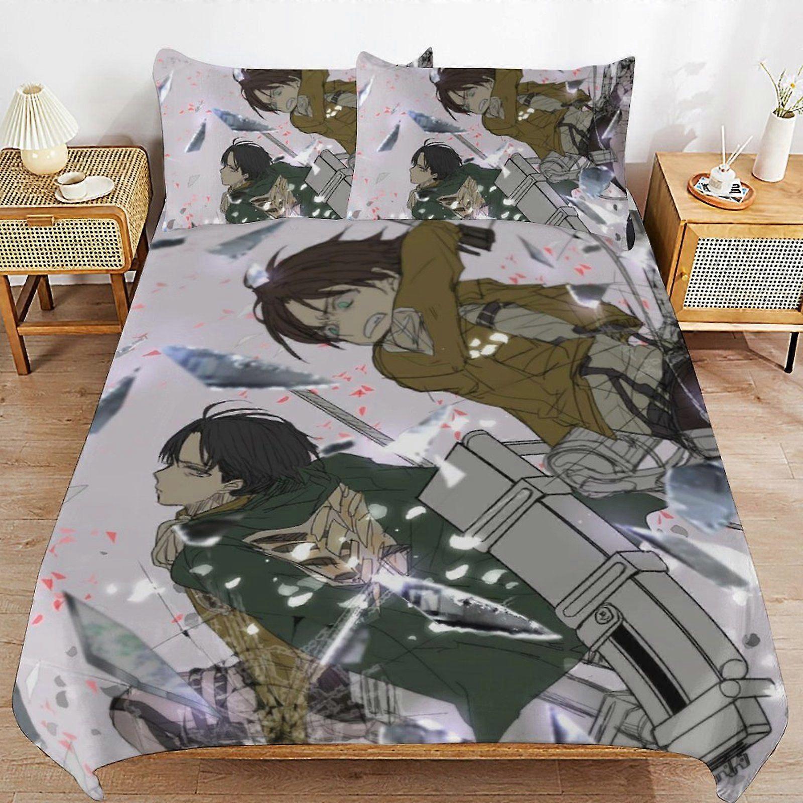 r98  Attack on Titan Gentle Handling Long Use Finish Smooth Zipper Function Duvet Cover Sets Comfortable Sleep s98