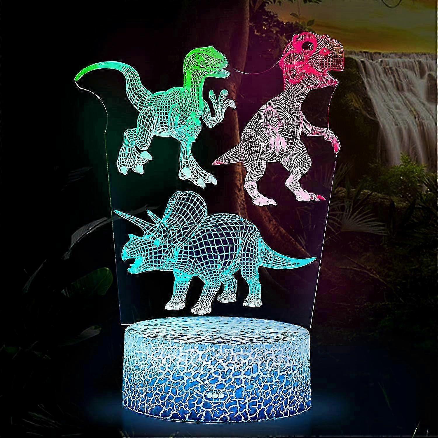 Dinosaur 3D Illusion Night Light with 3 Pattern Dynamic Colors Changing TRex Toys 4 5 6 7 8 9 10 Year Old Boys or Girls