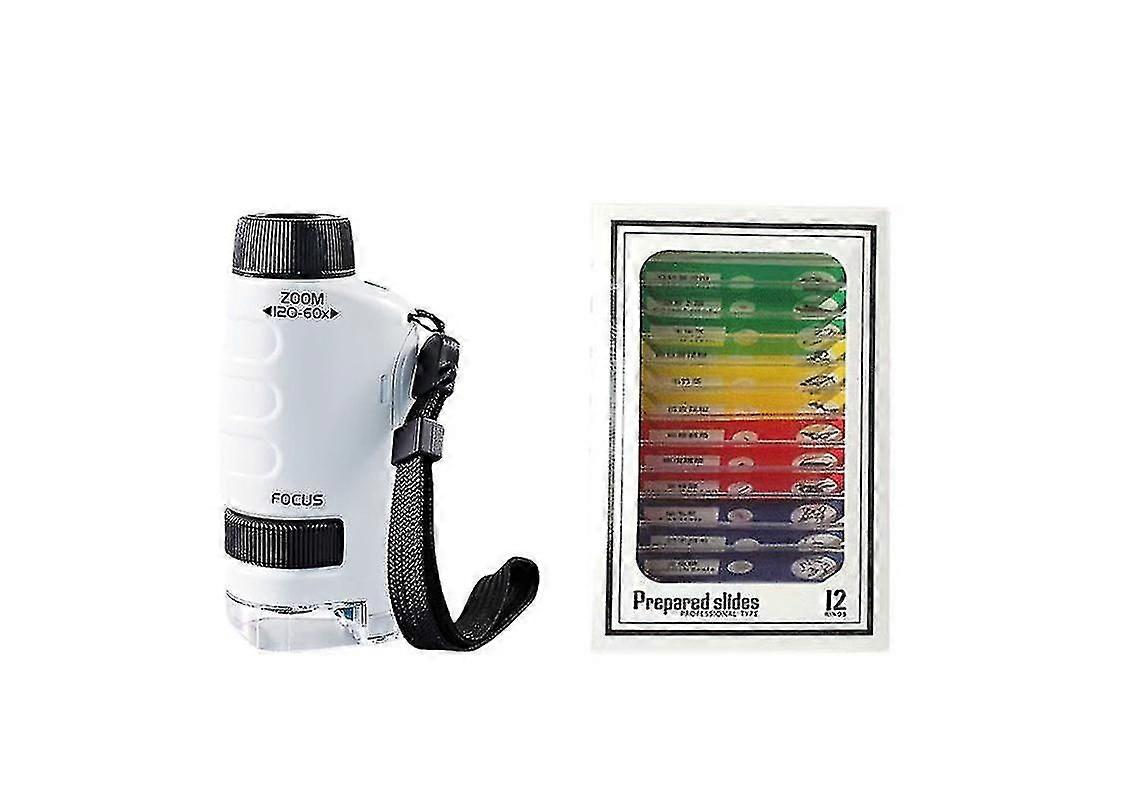 Kids Science Microscope Toy Kit 60-120x Educational Mini Pocket Handheld Microscope With Led Light