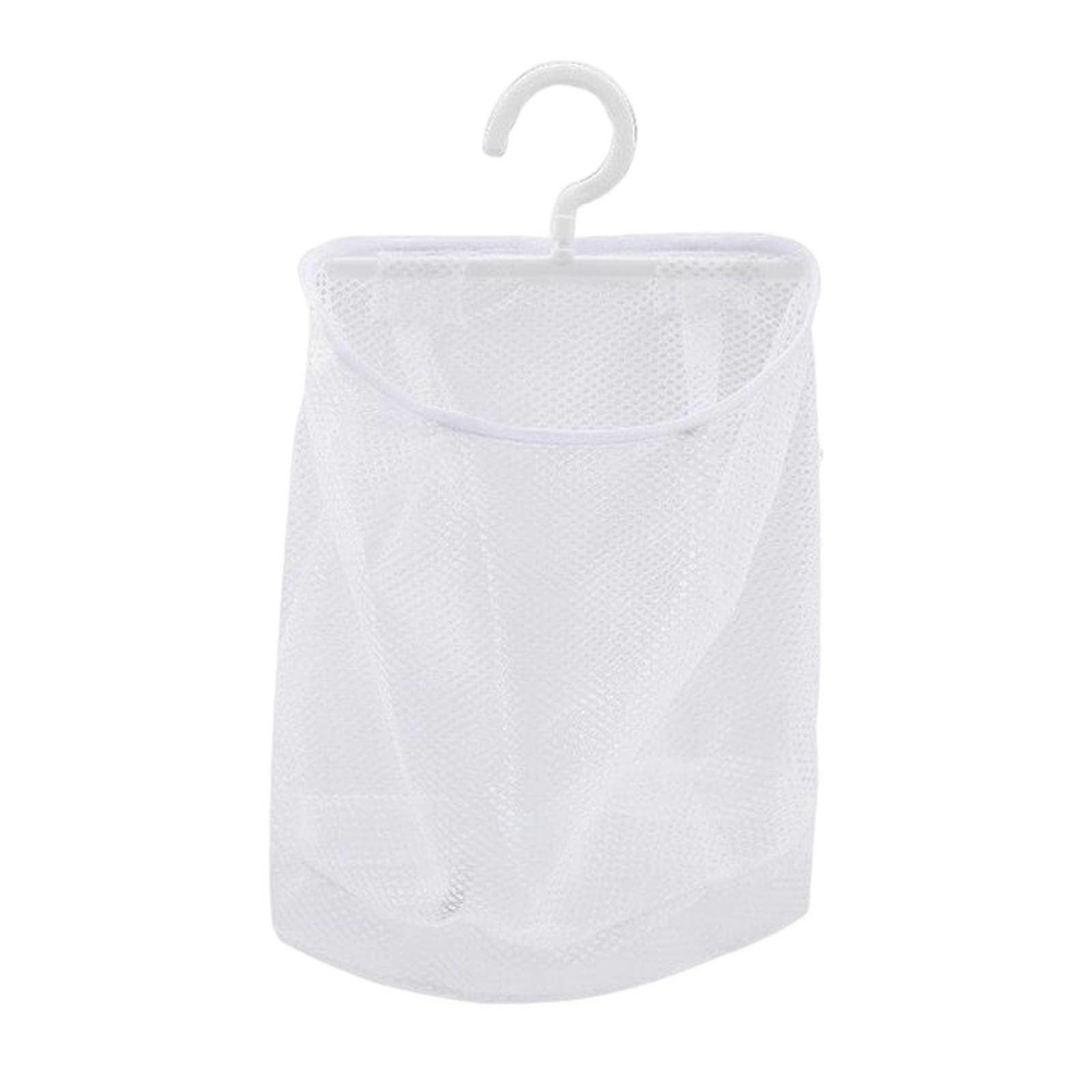 Clothespin Bag With Hanger Breathable Mesh Net For Bathroom Hotel Use White 9.65x8.66 Inch