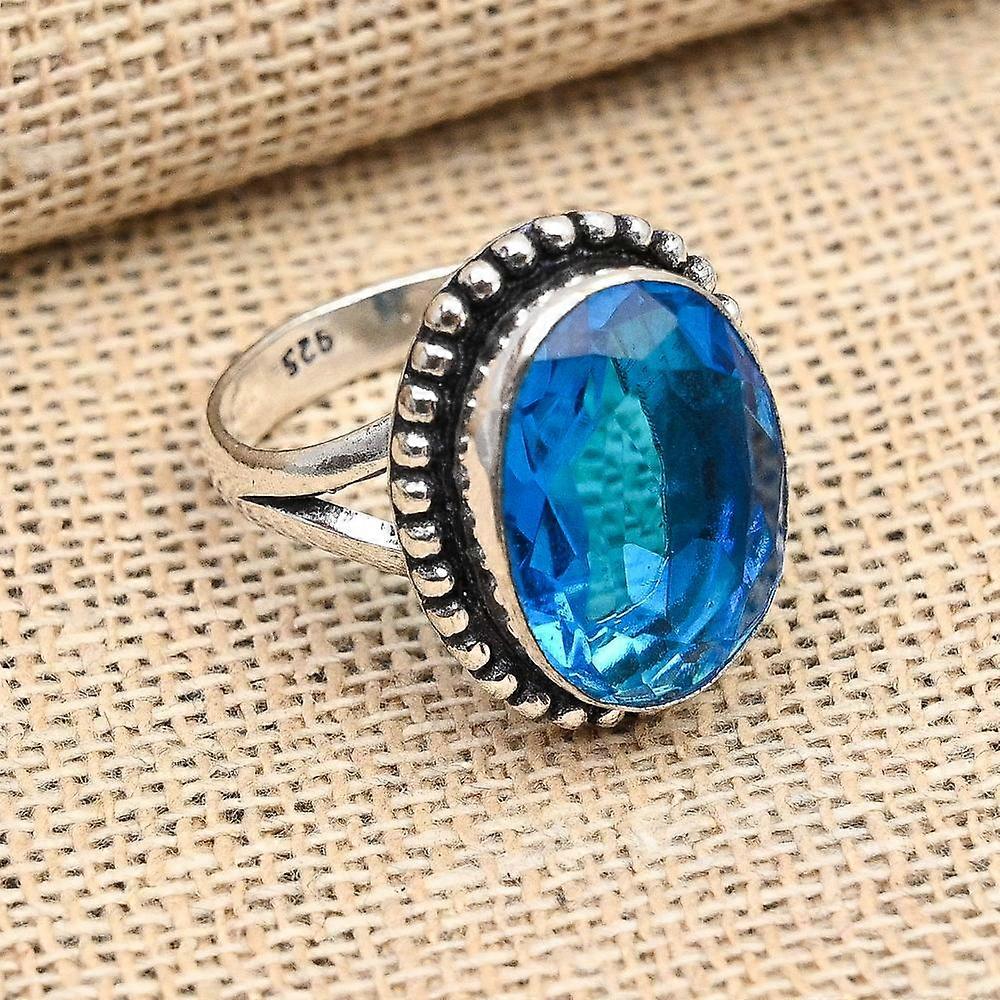 Blue Topaz Gemstone Handmade Jewelry Solid 925 Sterling Silver Ring