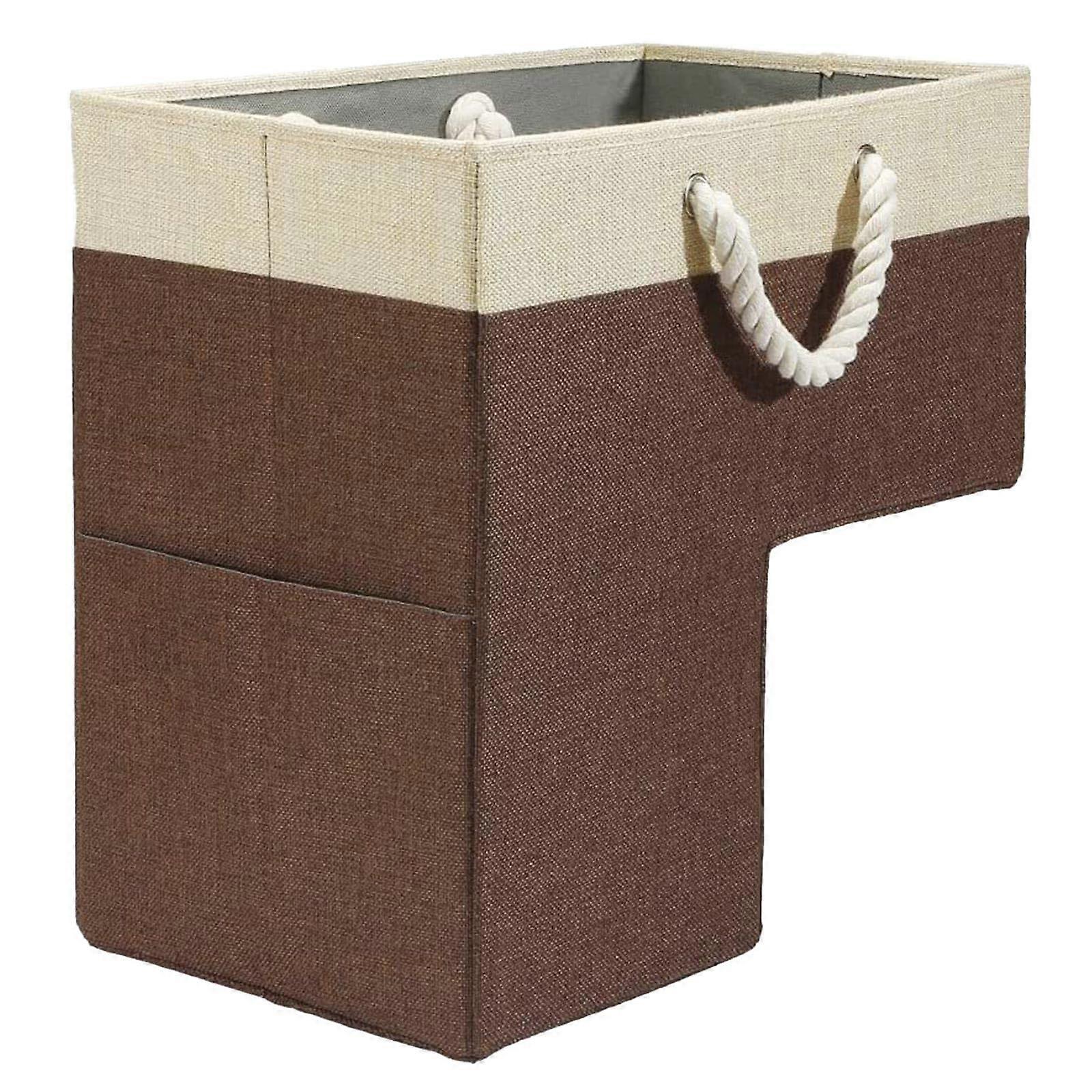 Stair Basket With Handle LShape Stair Baskets For Carpeted And Wood Stairs 16x10x16in Foldable Staircase Storage