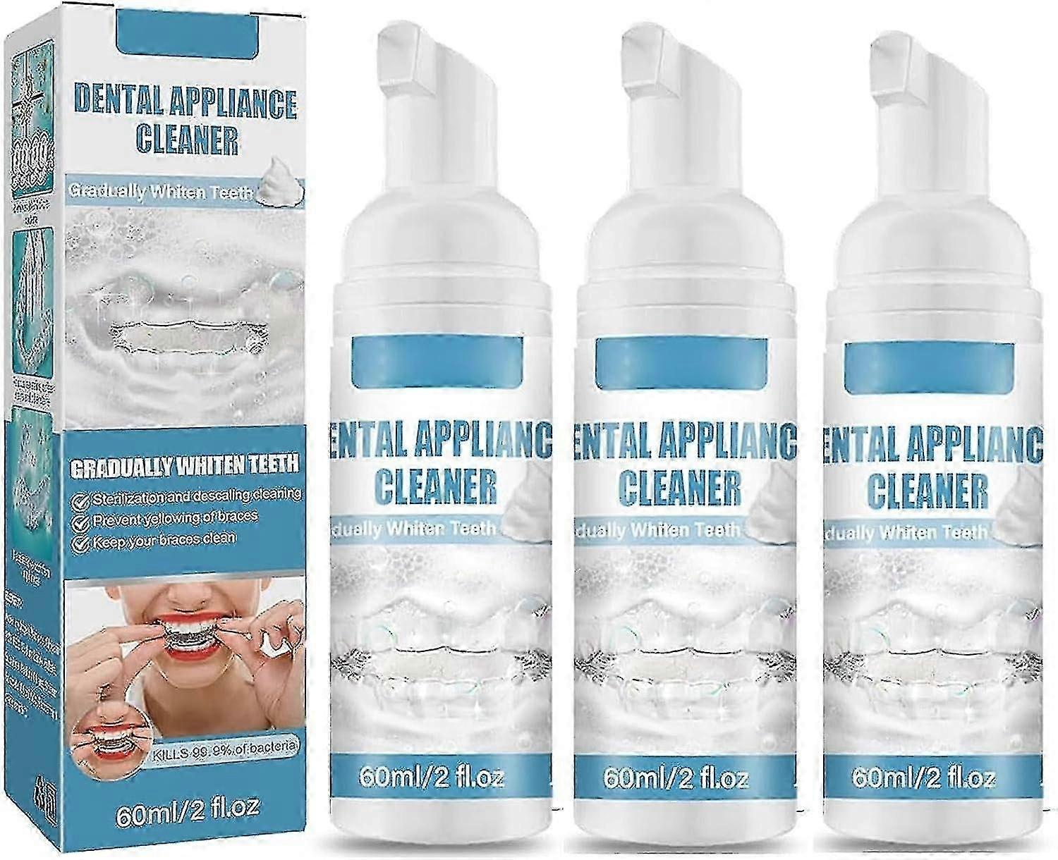 保持器清洁剂，牙科器具清洁剂，保持器矫正器清洁剂泡沫，去除污渍，牙菌斑和恶臭，牙套污渍去除剂