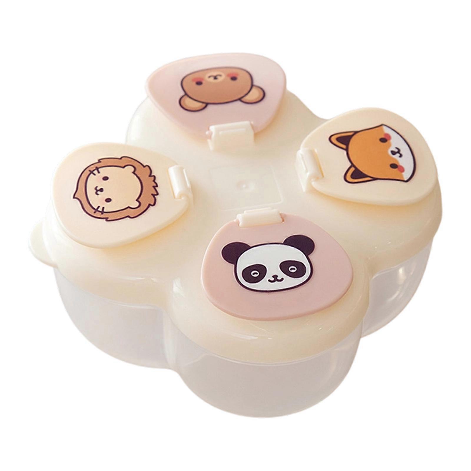 Multi Use 4 Section Food Storage Container With Secure Spin Top Portable Design For Infant Formula Powder  Yellow