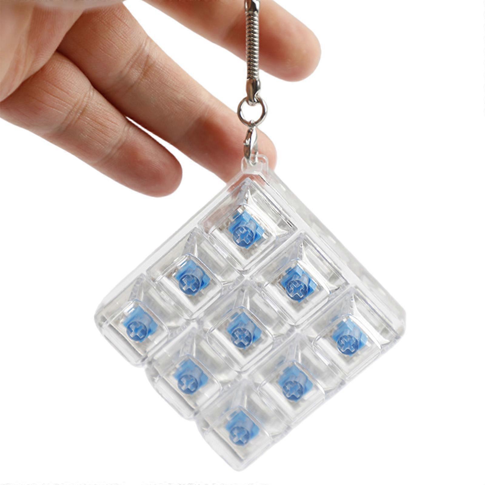 Miniature Keychain Stress Relief Tool 9 Button Tactile Toy LED Light Feature Pocket Sized Keyring Travel Companion Multicolor