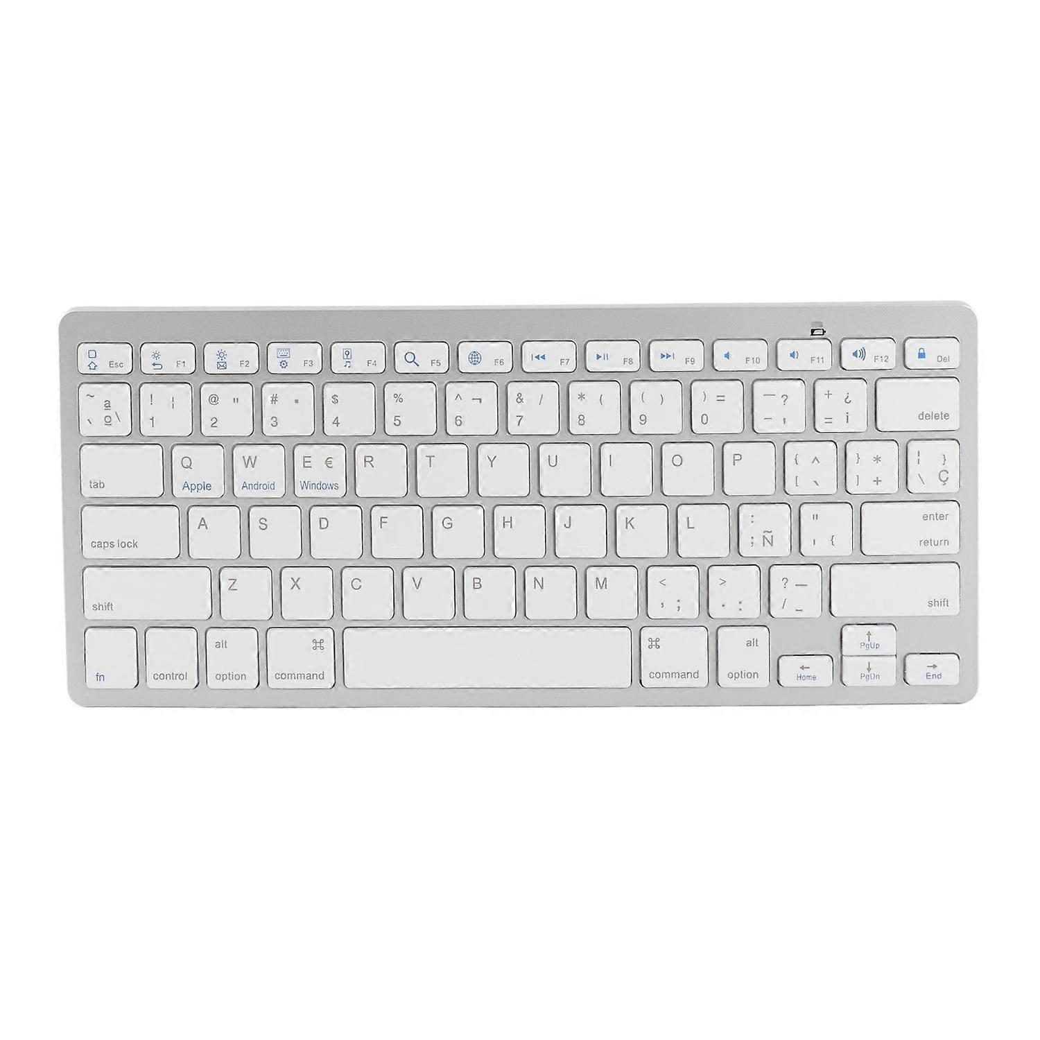 Wireless Bluetooth Keyboard Portable Compact Ultra Thin Bilingual Universal for PC Laptop Spanish QW