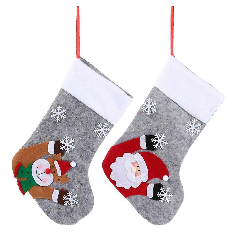 2Pcs Xmas Luminous Stocking Decorative Sock Pendant Gift Candy Storage Bag