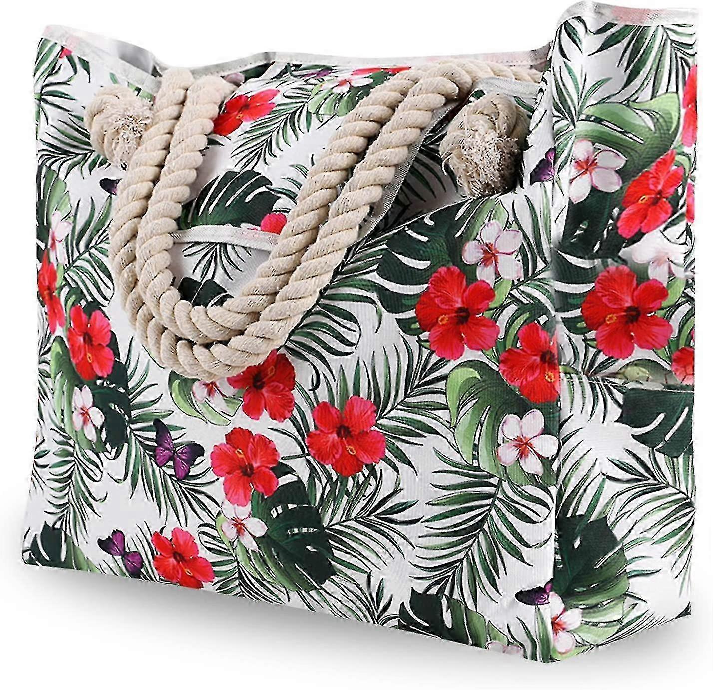 Sturdy Oversized Beach Bag With Inner Pockets For Travel Gym Necessities