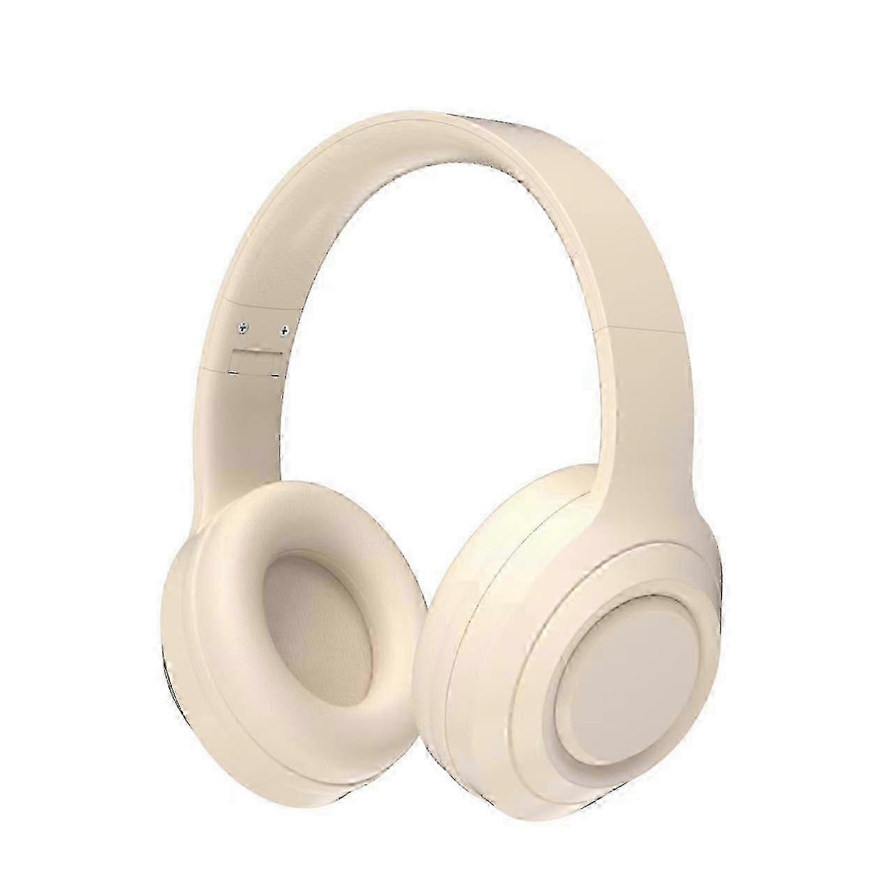Wireless Bluetooth Head-Mounted Headset, Foldable Over-The-Ear Style, Built-In Microphone (White)