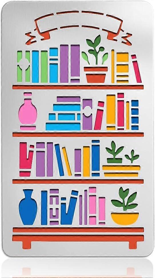 Bookshelf Banner Label Metal Stencil Bookshelf Stainless Steel Template Photo Album Stencil Reusable Cutting Dies Drawing Stencils Tool Template for D