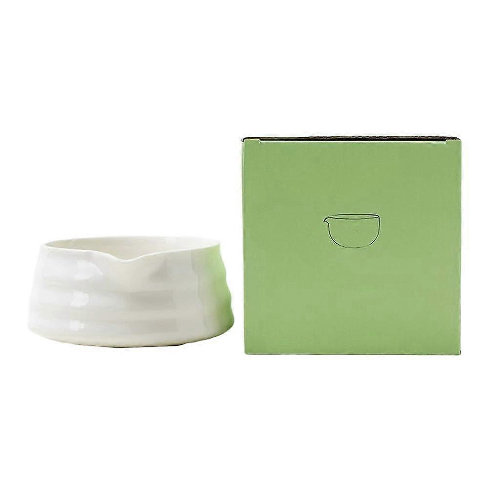 Handcrafted Japanese Matcha Bowl with Precision Pouring Spout for Tea Ceremony, Easy to Clean White