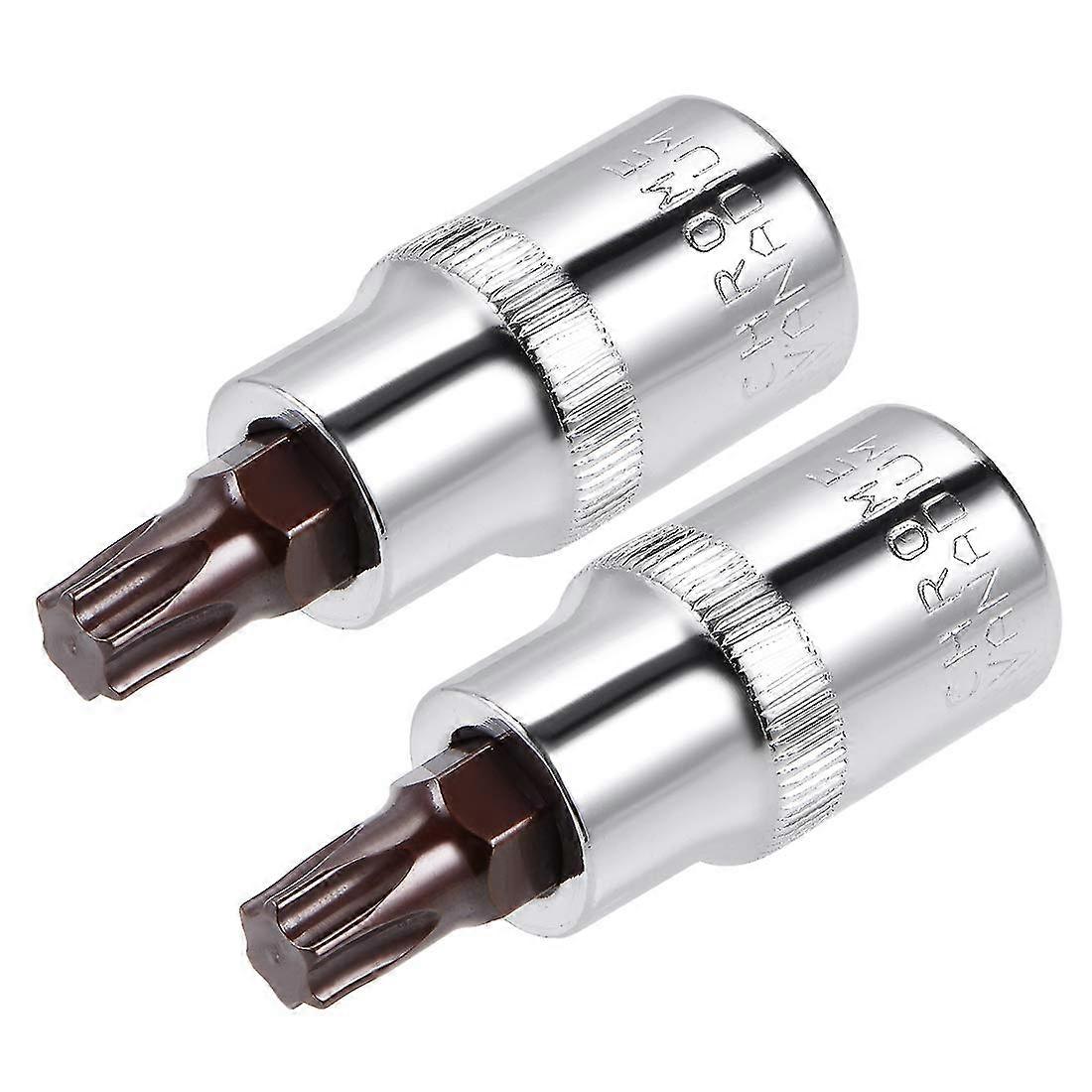 1/2Inch Drive T50 Torx Bit Socket Set of 2, S2 Steel 55mm Length for Automotive  Tools