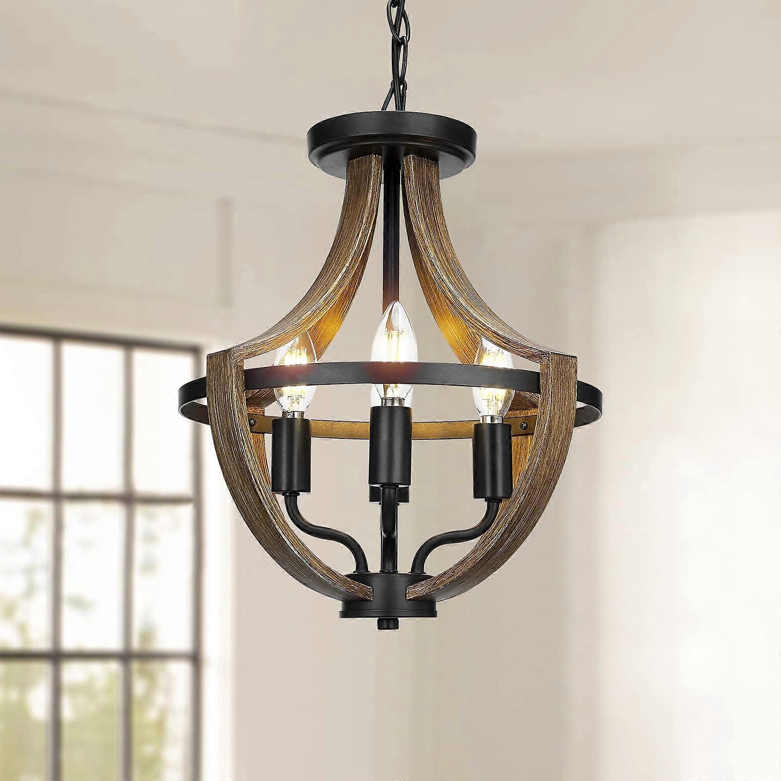 Modern Farmhouse Chandelier with Adjustable Height, Rustic 4Light Pendant for Kitchen Island
