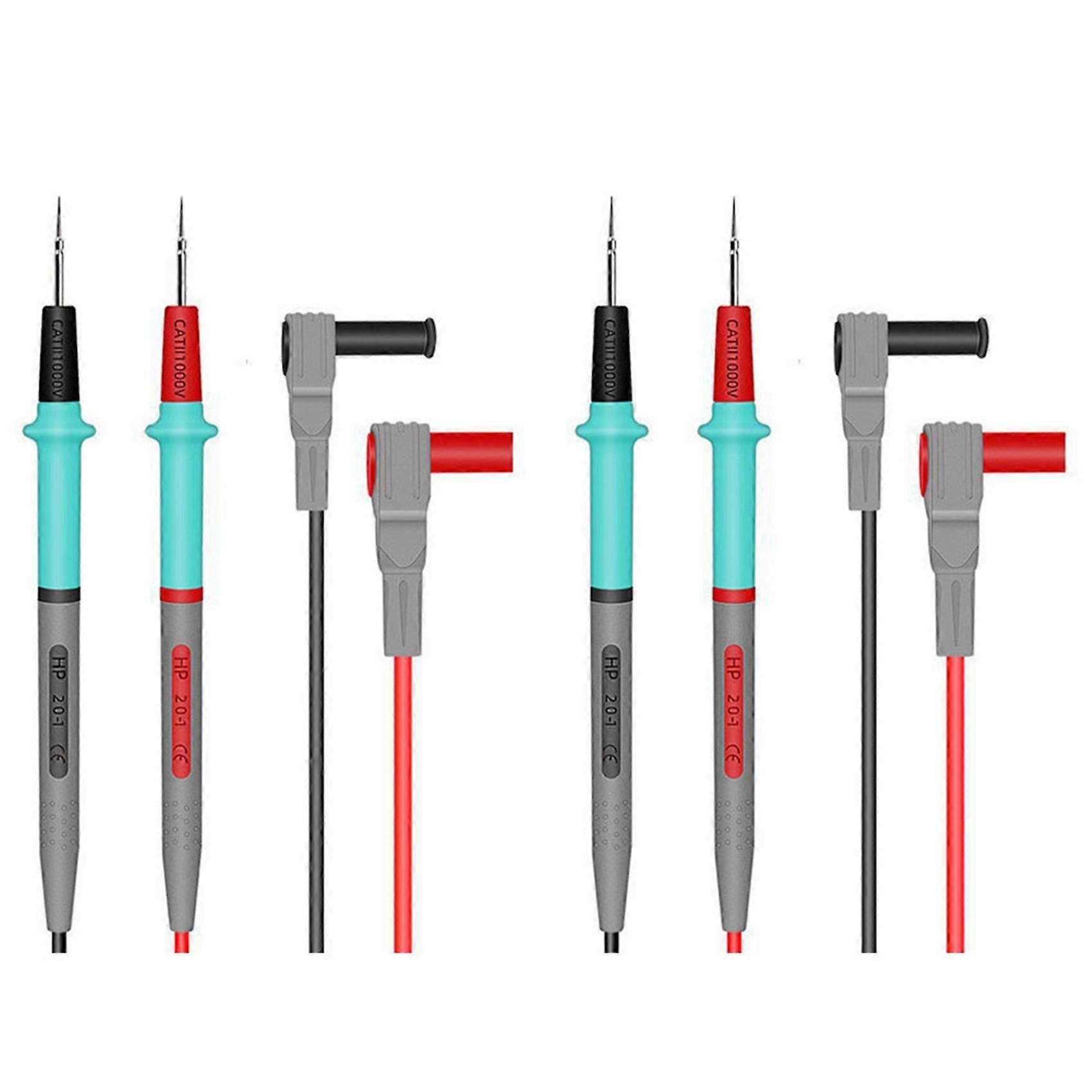 2X Multimeter Test Leads Silicone Line 1000V 20A Needle-Tip Probe Tester Multimeter Cable