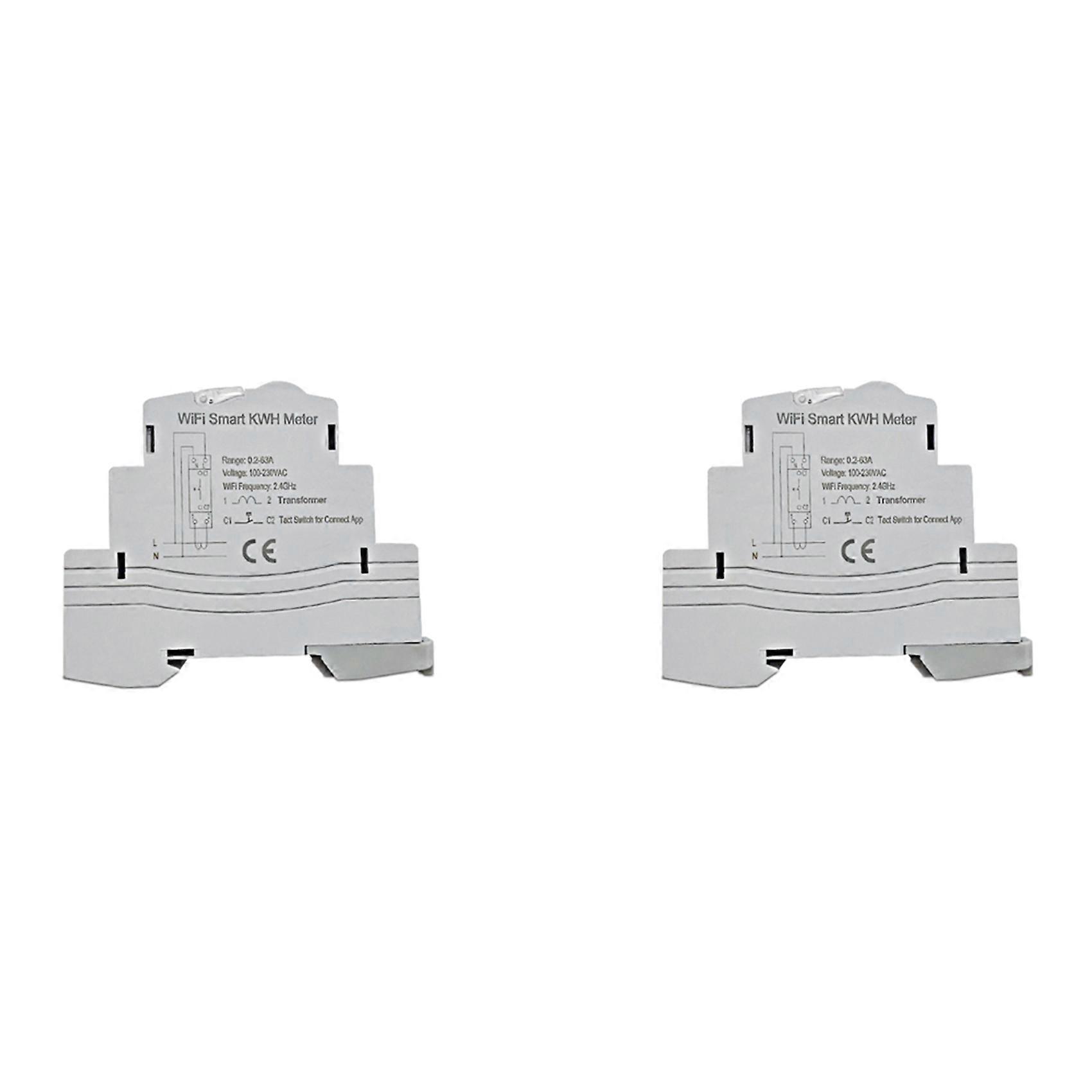 2X Tuya Single Phase WiFi Intelligen Energy Meter 100A Din Rail Precisely Measuring Voltmeter Ammeter Power ATMS1603