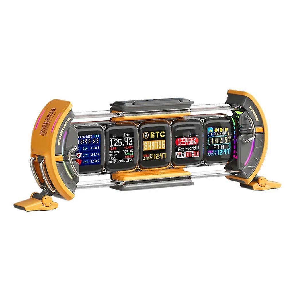 Divoom Times Gate spelrumsklocka med smart app-kontroll, WiFi-anslutning, RGB LED-display, kontorsinredning Cyberpunk