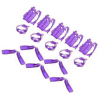 Lila Puppentauchset mit Taucherbrille, Flossen und Sauerstoffflasche zur Dekoration, 5 Sets