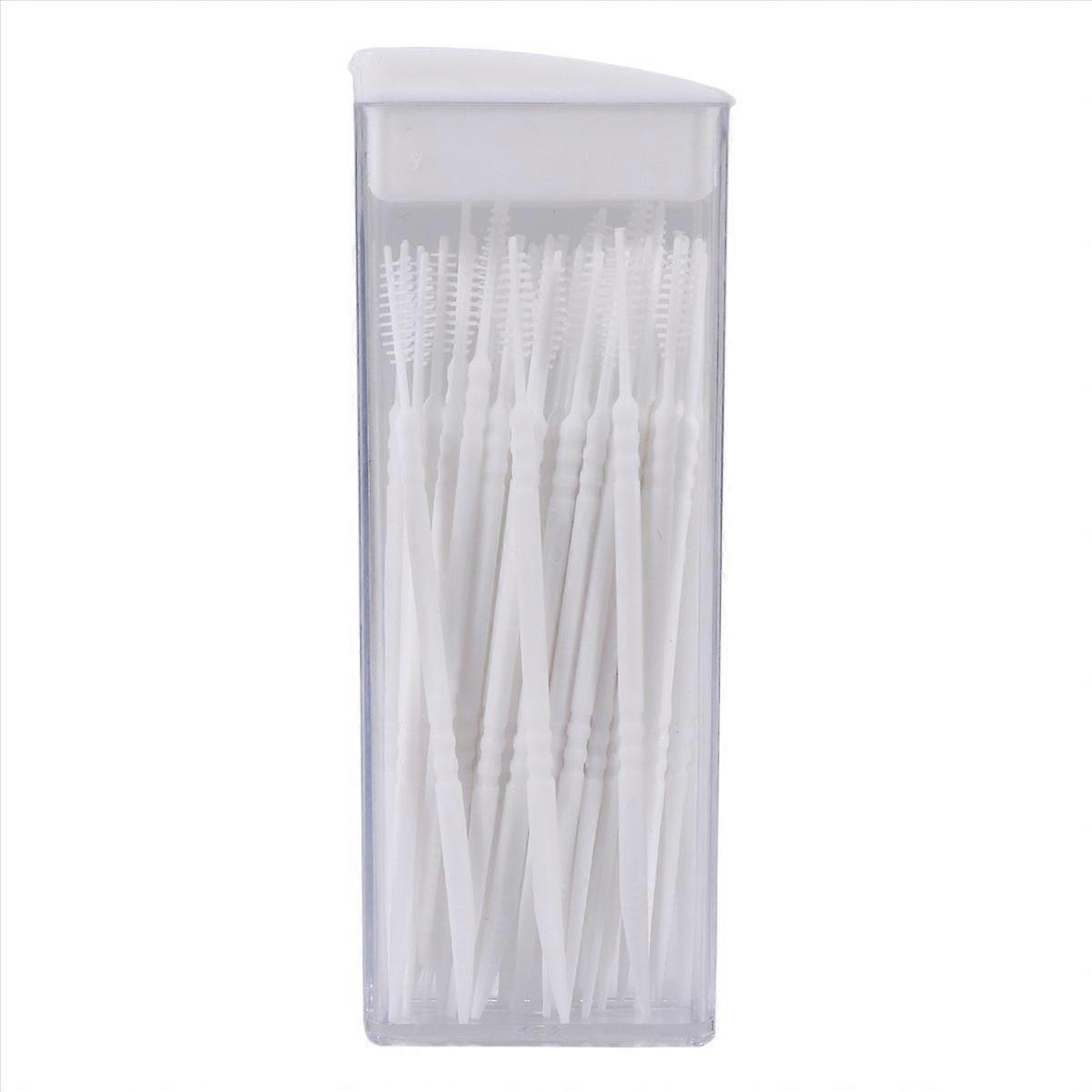 50 Pcs Plastic Toothpicks 2 Way Tooth Picks Interdental Random Color