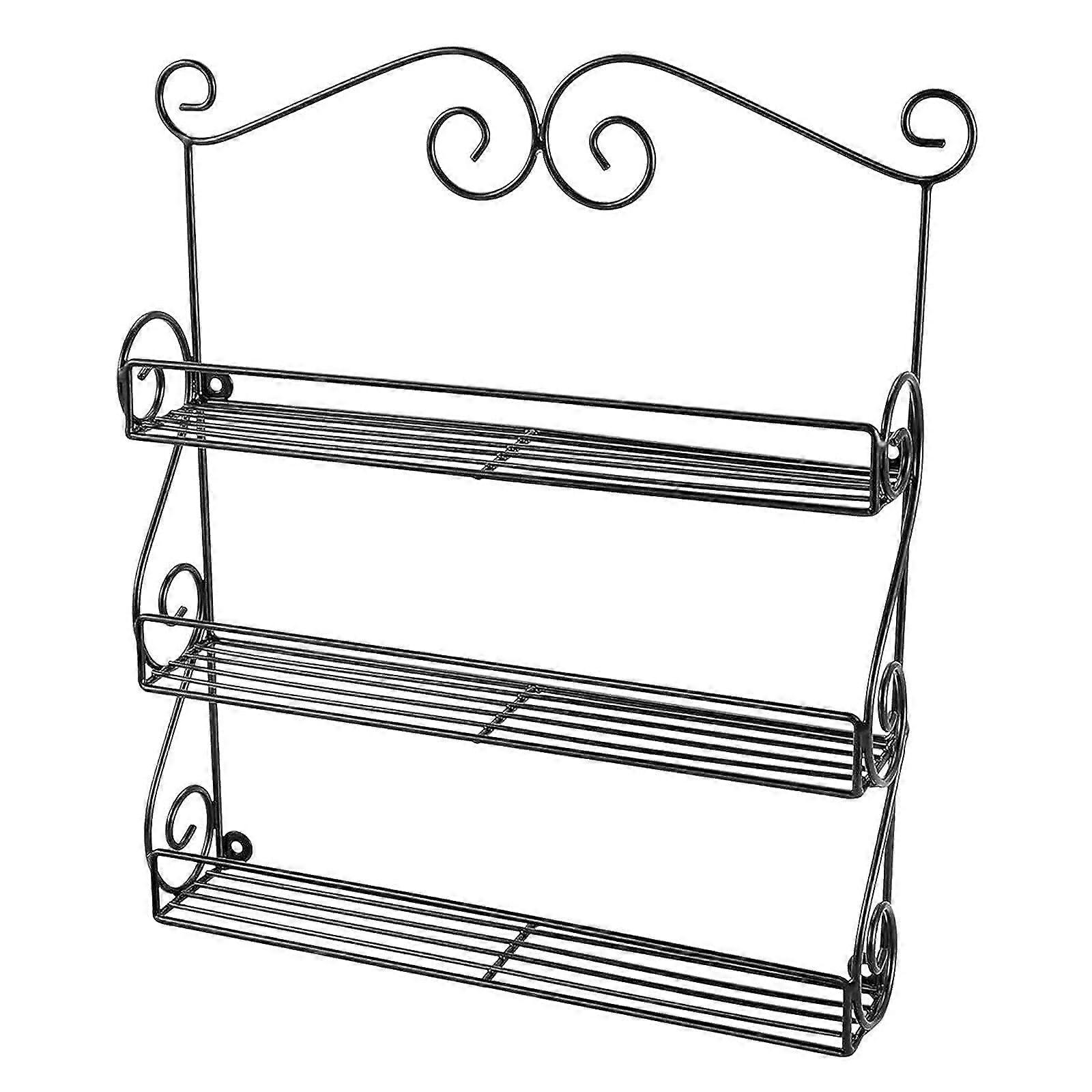 3 Tier Wall Mounted Spice Rack for Kitchen Door Storage, Space Saving Durable Organizer