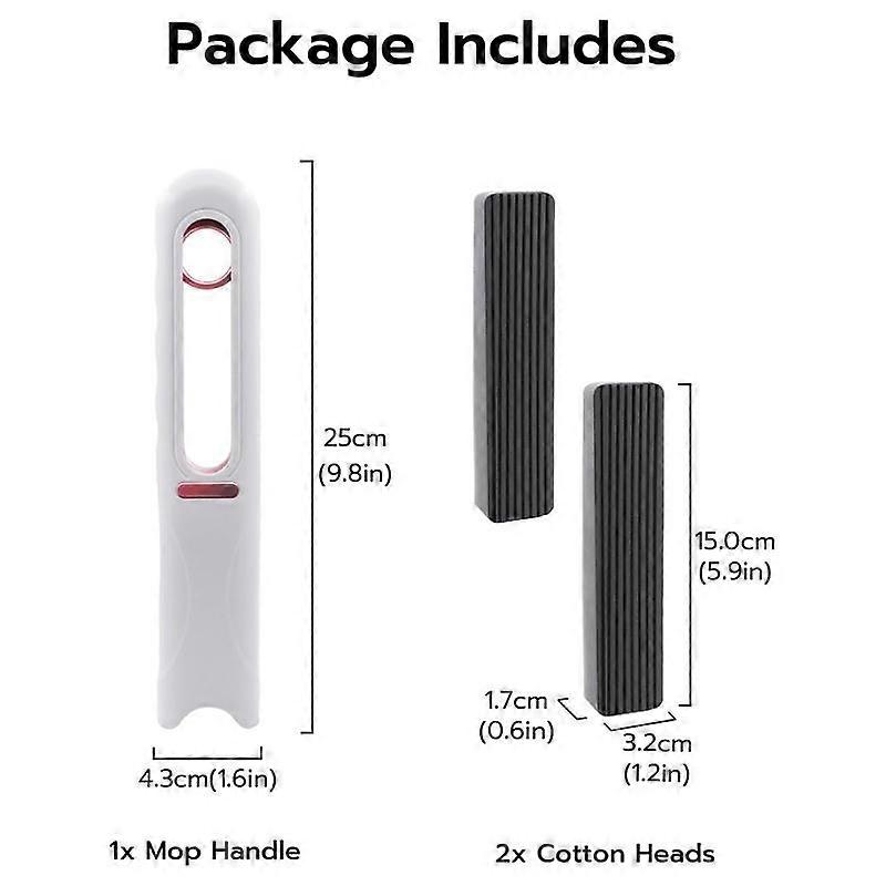 Mini Cleaning Mop,Mini Sponge Mop,Wet and Dry Use Cleaning System,2 Sponge Head & 1 Squeeze Handle,Mini Mop for Bathroom,Kitchen,Desktop,Gla