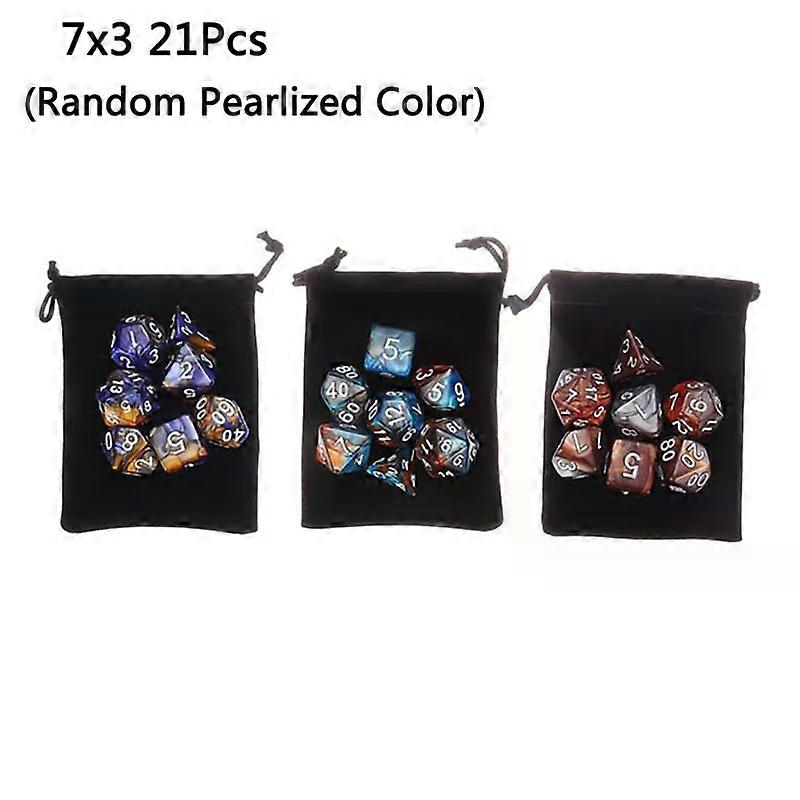 New Pearlescent Polyhedral RPG Dice Set 105/70/49/35/21/7Pcs Multicolor D&D Dice Role-Playing Board Games with Storage Pouches