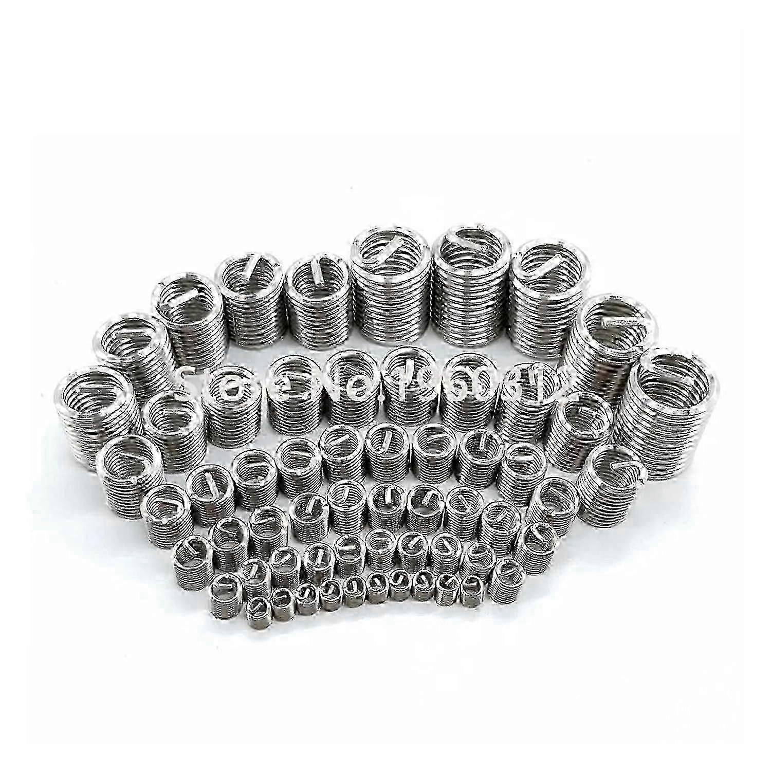 50pcs M101.5 1d/1.5/2d/2.5d/3d Stainless Steel Screw Coiled Wire Helical Threaded Inserts Set Helical Coil Thread Repair Insert Kit, Silver