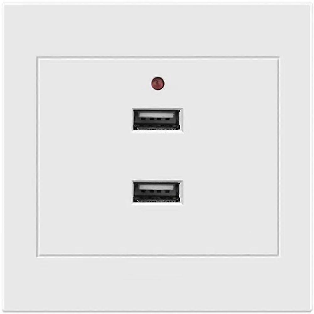 Dual USB Wall Socket Charger with LED Indicator, 220V to 5V Fast Charging Outlet Plate