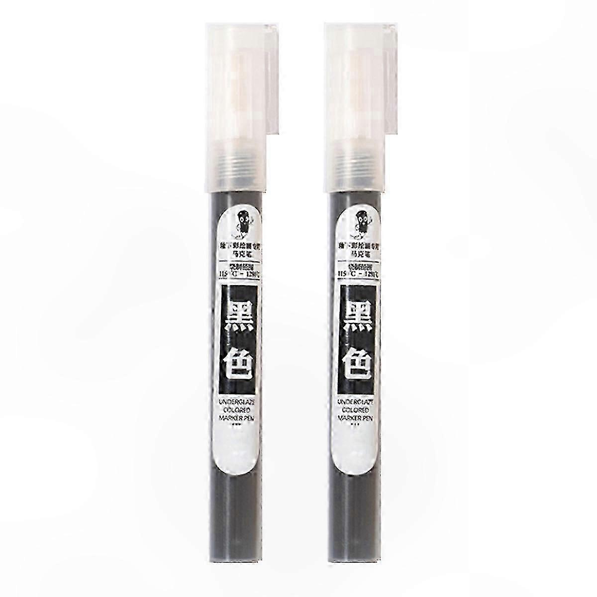 Black Ceramic Underglow Pen Set - 2 Pack Permanent Porcelain Markers