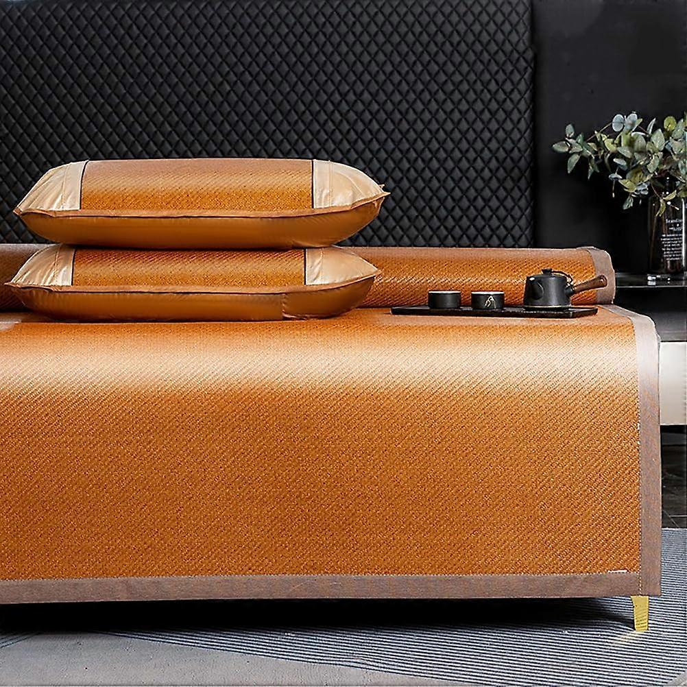 Cooling Bamboo Mat for Bed, Foldable Breathable Summer Sleeping Pad 90x190cm Beige