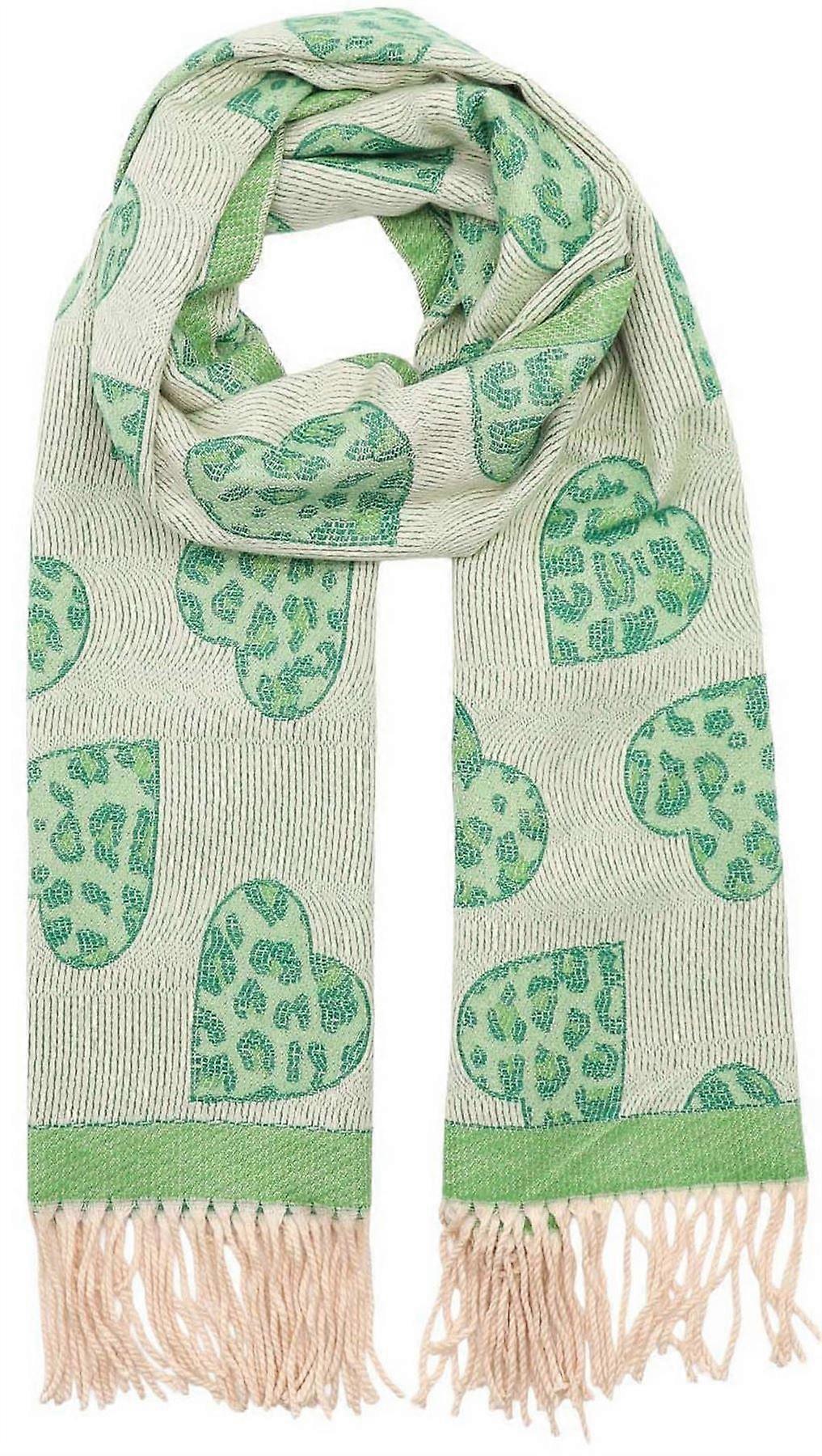 Zelly Hearts Winter Weight Scarf - Green