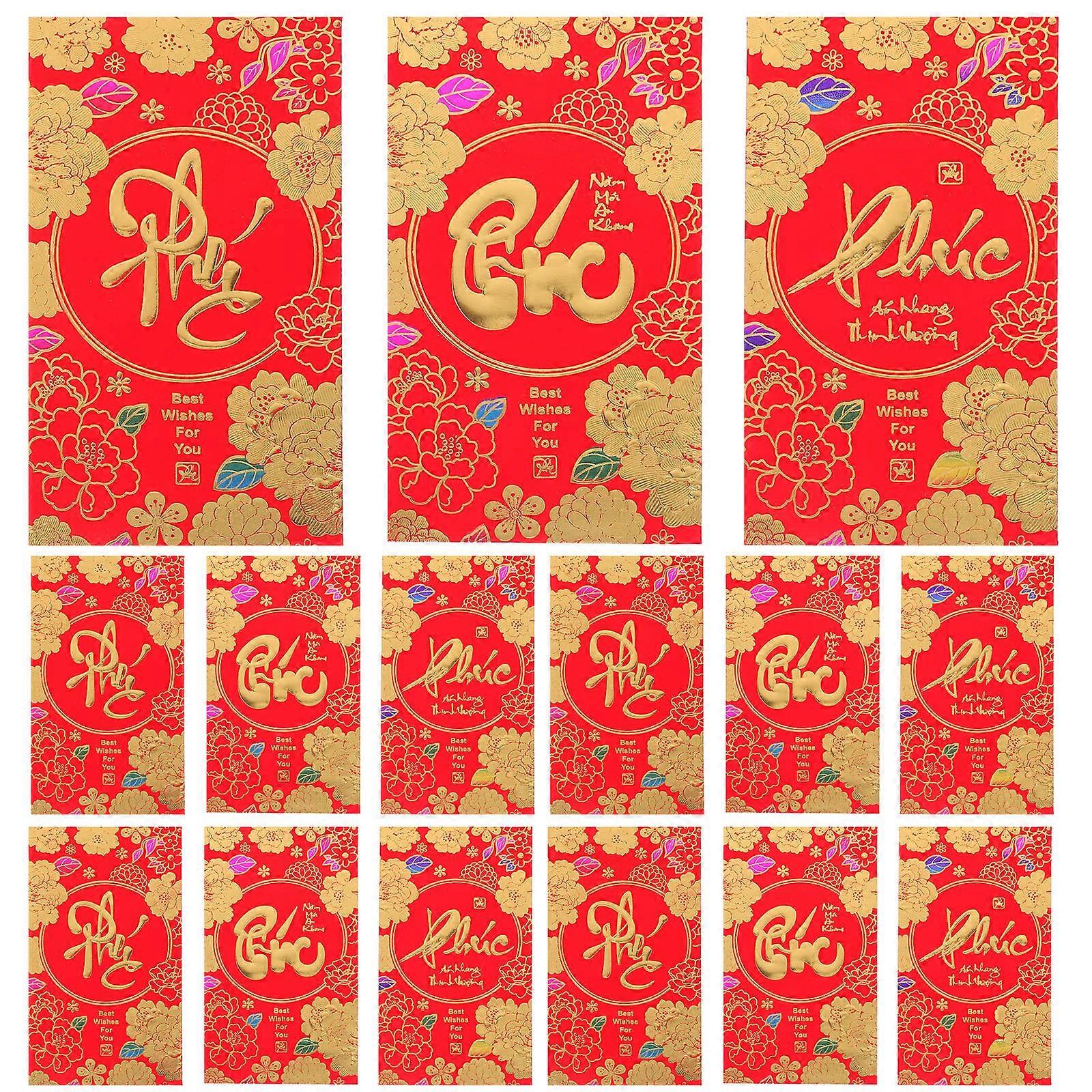 Vietnamese New Year Red Packets Spring Festival Celebrations Gift Giving Rectangular Shape 36Pcs