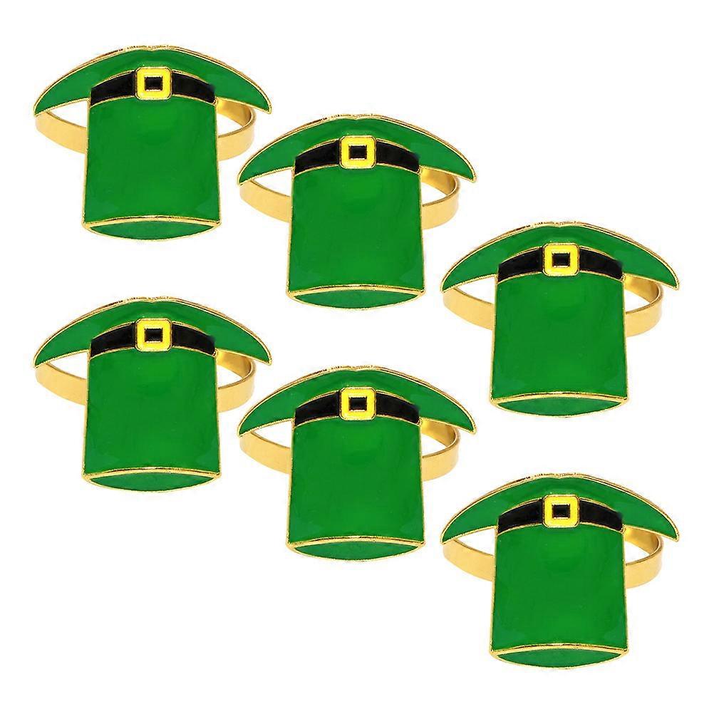 St Patrick's Day Metal Napkin Ring Hat Design for Decor 6Pcs