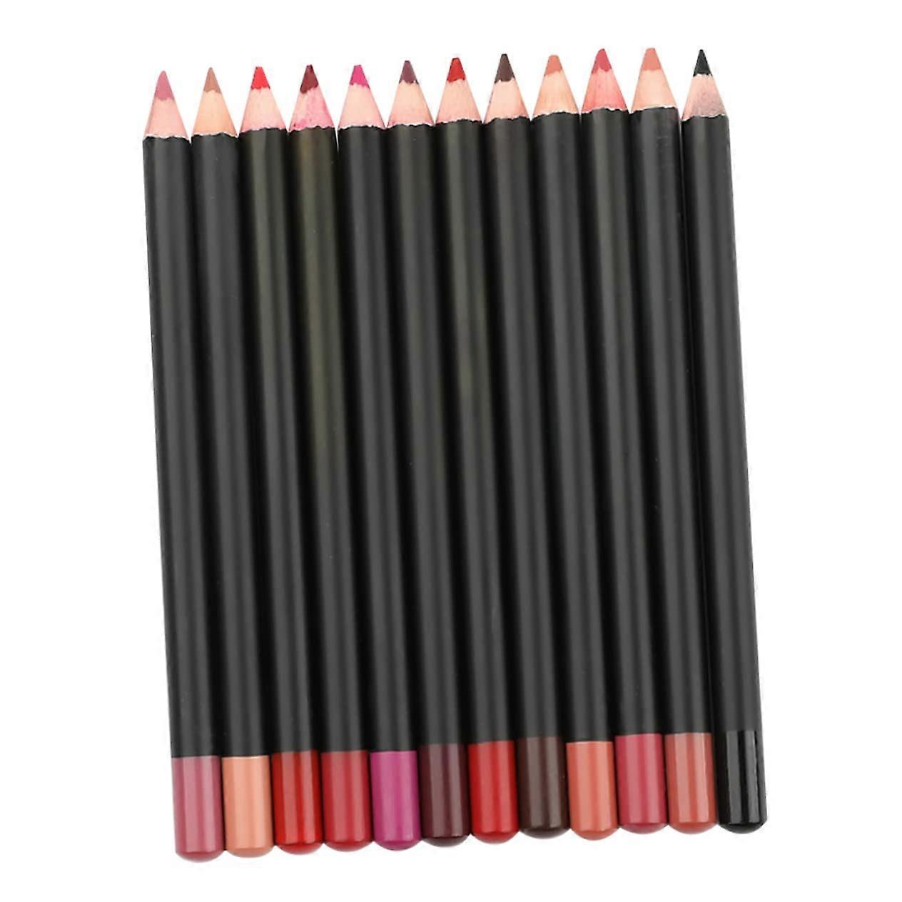 12pcs Waterproof Matte Lip Liner Pencil Set Long Lasting Smooth 3 in 1 Multiuse Makeup Kit